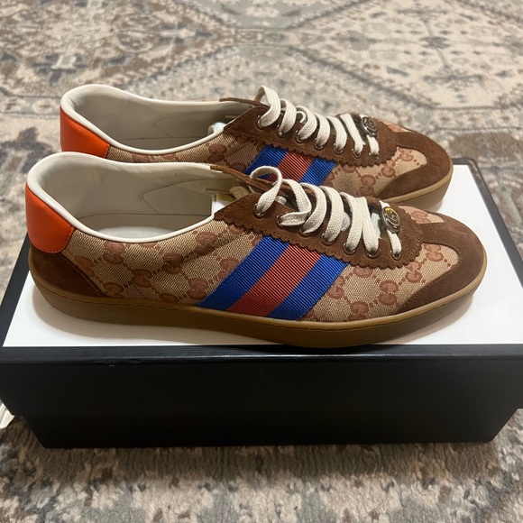 Gucci Men's Brown and Blue Sneakers - Picture 3 of 5